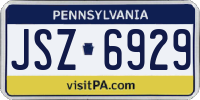 PA license plate JSZ6929