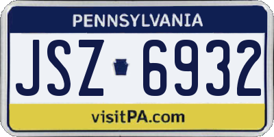 PA license plate JSZ6932