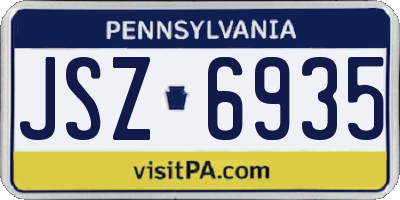 PA license plate JSZ6935