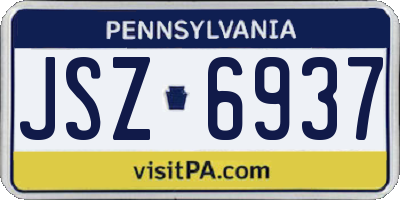 PA license plate JSZ6937