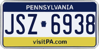 PA license plate JSZ6938