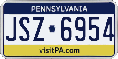 PA license plate JSZ6954
