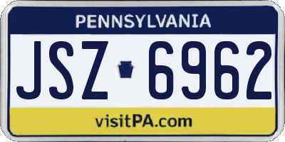 PA license plate JSZ6962