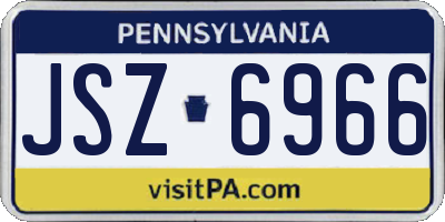 PA license plate JSZ6966