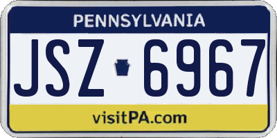 PA license plate JSZ6967
