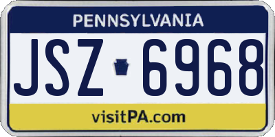 PA license plate JSZ6968