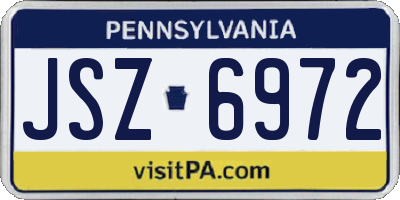 PA license plate JSZ6972