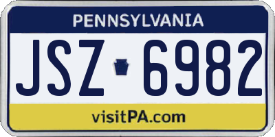 PA license plate JSZ6982