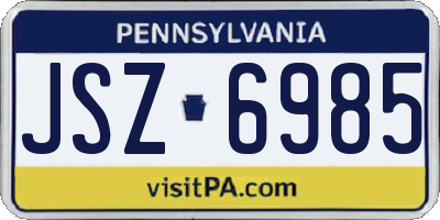 PA license plate JSZ6985