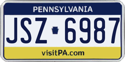 PA license plate JSZ6987