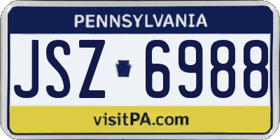 PA license plate JSZ6988