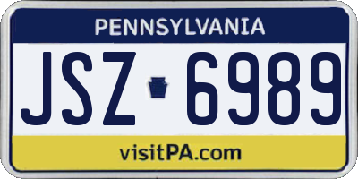 PA license plate JSZ6989