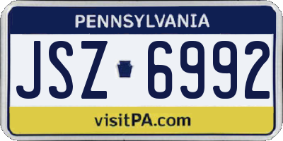 PA license plate JSZ6992