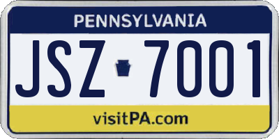 PA license plate JSZ7001