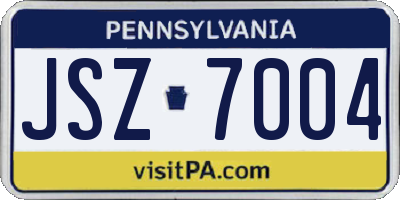 PA license plate JSZ7004