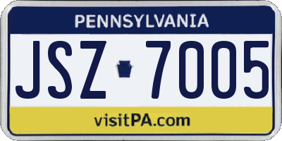 PA license plate JSZ7005