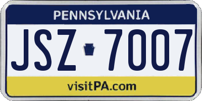 PA license plate JSZ7007