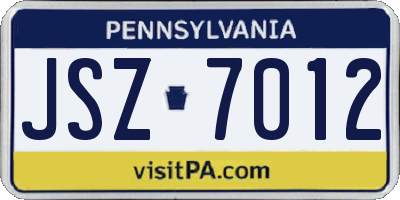 PA license plate JSZ7012