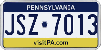 PA license plate JSZ7013
