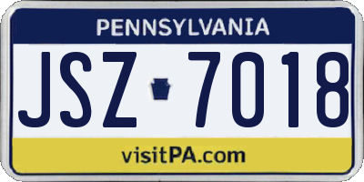 PA license plate JSZ7018