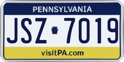 PA license plate JSZ7019