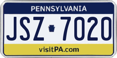 PA license plate JSZ7020
