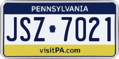 PA license plate JSZ7021