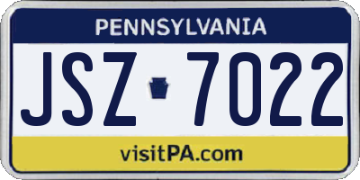 PA license plate JSZ7022