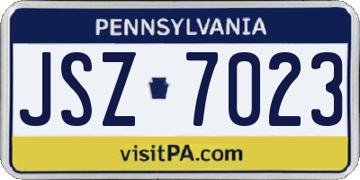PA license plate JSZ7023