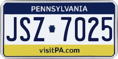 PA license plate JSZ7025