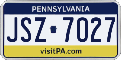 PA license plate JSZ7027