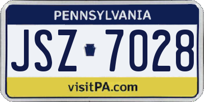 PA license plate JSZ7028