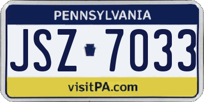 PA license plate JSZ7033