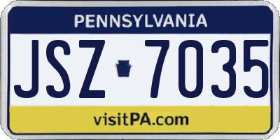 PA license plate JSZ7035