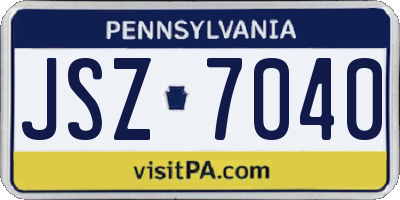 PA license plate JSZ7040