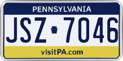 PA license plate JSZ7046