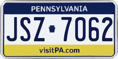 PA license plate JSZ7062