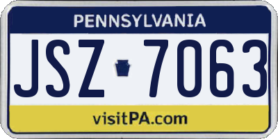 PA license plate JSZ7063