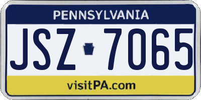 PA license plate JSZ7065