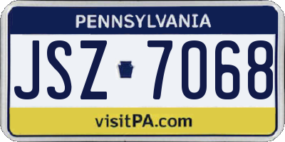 PA license plate JSZ7068
