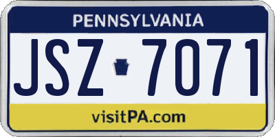 PA license plate JSZ7071