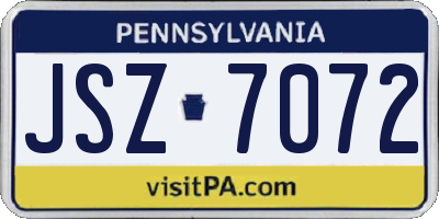PA license plate JSZ7072