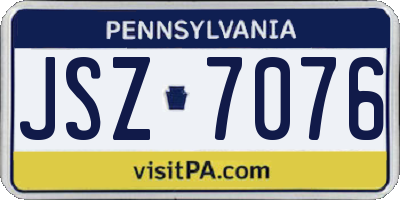 PA license plate JSZ7076
