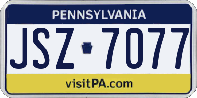 PA license plate JSZ7077