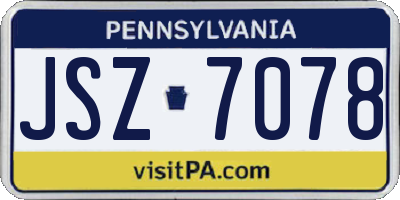 PA license plate JSZ7078