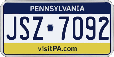 PA license plate JSZ7092