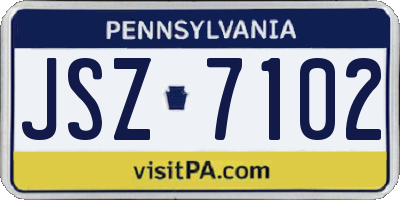 PA license plate JSZ7102
