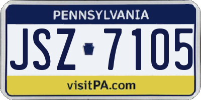 PA license plate JSZ7105