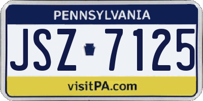 PA license plate JSZ7125