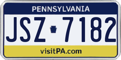 PA license plate JSZ7182